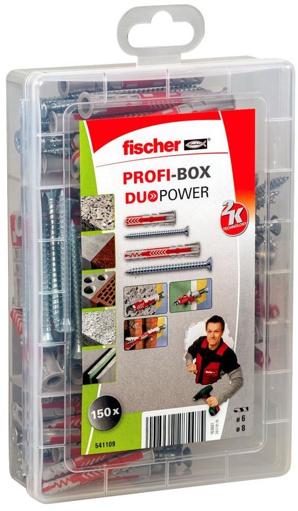 Fischer Zestaw kołków rozporowych Profibox Duopower 75 + 75 szt.