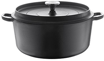Berndes 034147 żeliwa naczynie do pieczenia z odlewu z pokrywą, 28 cm, w kolorze czarnym 034147