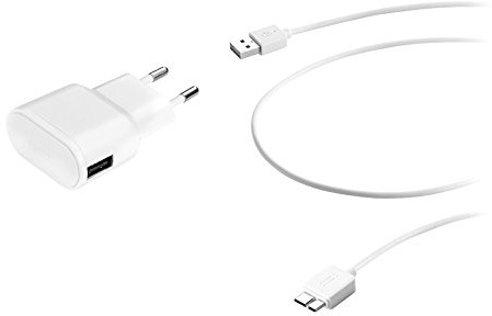 Aiino Wall Charger zasilacz sieciowy ładowarka gniazdko 1 port USB 1 A wbudowany kabel micro USB 3.0 1,6 m do urządzeń Samsung - biały 8050444843024