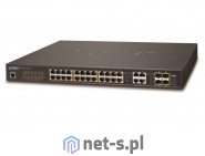 Planet 24-Port Combo Managed Switch 24-Port 10/100/1000T Ultra PoE managed Switch und 4-Port Gigabit TP/SFP Combo Ports 600 Watts PoE Budget