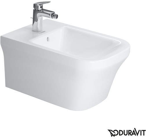 Duravit P3 Comforts Bidet podwieszany 38x57 cm bez otworu na baterię z przelewem biały z powłoką WonderGliss 22681500001