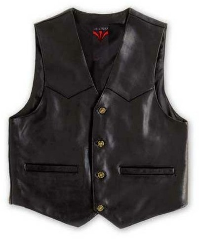 A-Pro Kamizelka kamizelka skórzana skóry anilinowej motocykliści Custom Marlon Brando styl, kamizelki, 2xl, czarny 5180000044794