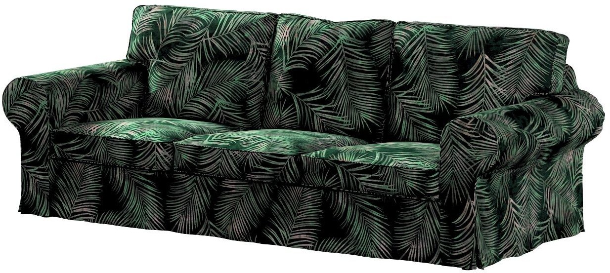 Opinie o Pokrowiec na sofę Ektorp 3-osobową nierozkładaną zielony w liście 216 x 83 x 73 cm Velvet 610-704-21