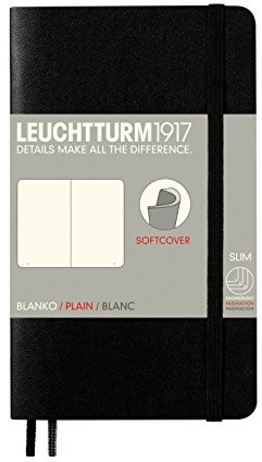 Leuchtturm 1917 305477 Notitieboek, pocket (A6), softcover, blanco, andere kleuren en belijning verkrijgbaar, 121 paginas, zwart LB23