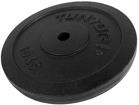 TUNTURI Plate Black 15.0 kg tarcze do sztangi, czarna, 15 kg 14TUSCL098