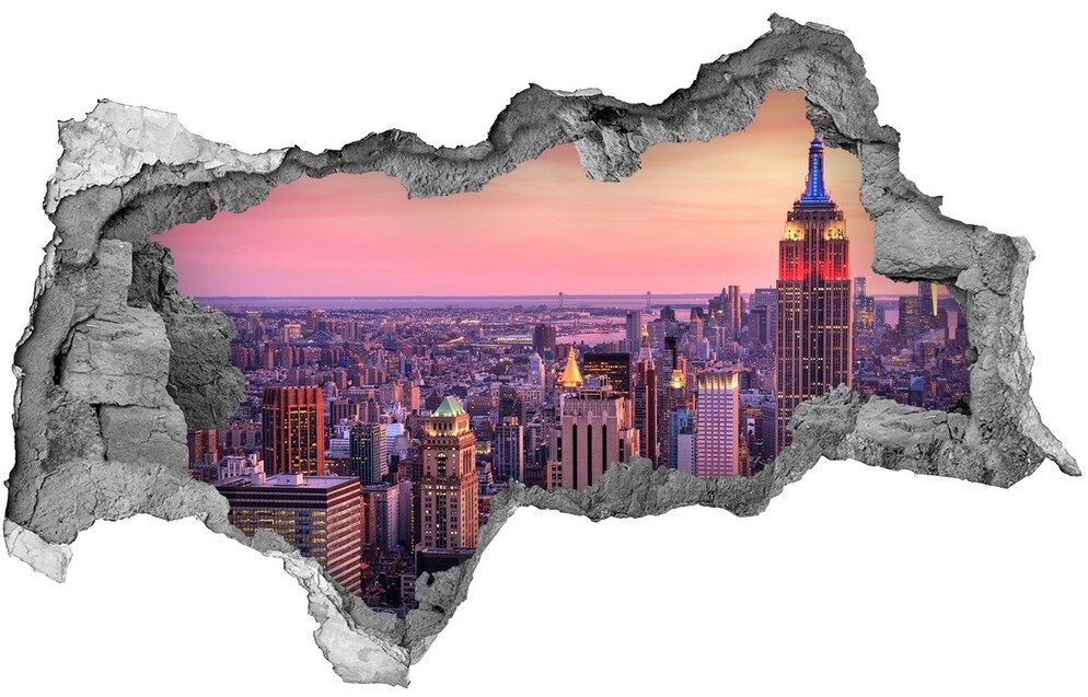 Wallmuralia.pl Fototapeta dziura na ścianę 3d Nowy Jork zachód