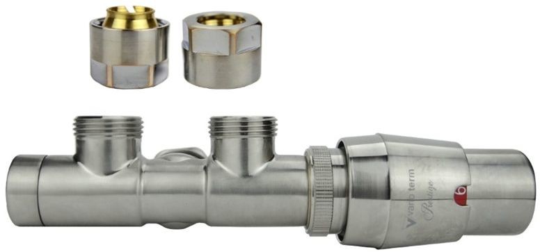 Varioterm Zawór termostatyczny TWINS ze złączką PEX/CU /GZ1/2 - nikiel szlifowany midziana - Cu 15 mm prawa TSGS0208CFK/P(Cu)