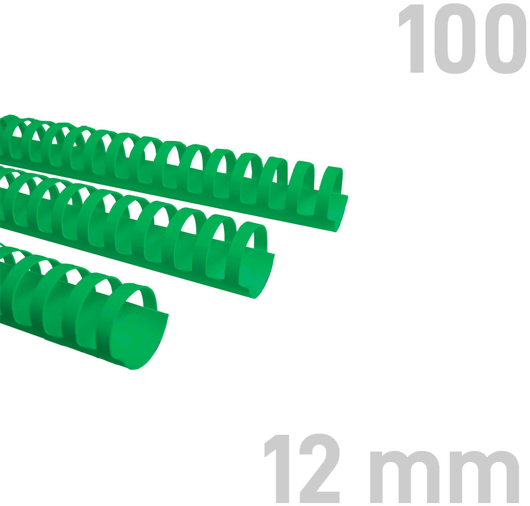 Opus Grzbiety do bindowania 12mm zielone plastikowe 100szt. GRP.100
