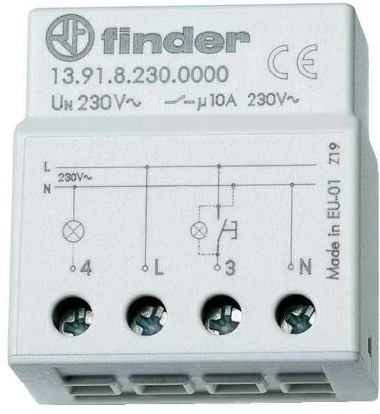 Finder Przekaźnik impulsowy 13.91.8.230.0000 Przekaźnik impulsowy montaż w puszkę 1NO 10A 230V AC 13.91.8.230.0000 139182300000