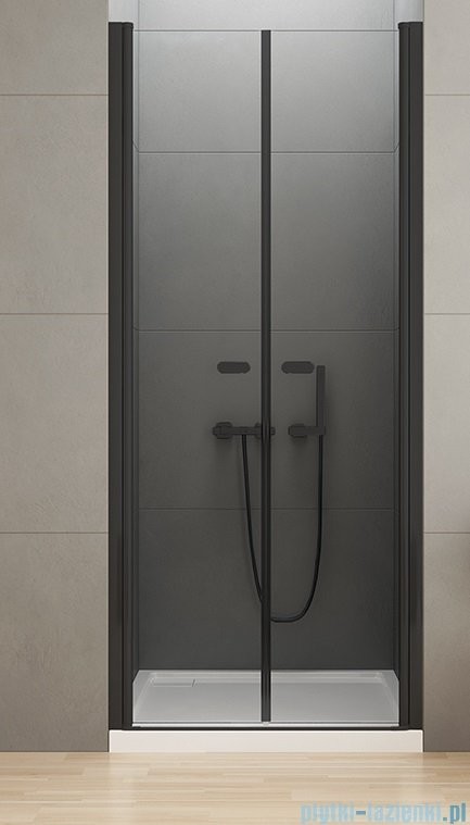 NEW TRENDY New Soleo Black drzwi wnękowe dwuskrzydłowe 70x195 cm przejrzyste D-0213A |
