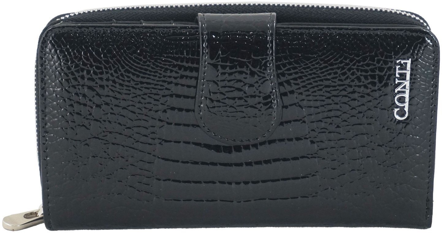 Conti Portfel skórzany damski lakierowany - Czarny 116-A-1