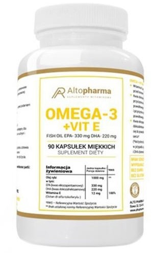 Omega Pharma ALTO PHARMA 3 + Vit E (Witamina E, EPA, DHA) 90 Kapsułek miękkich