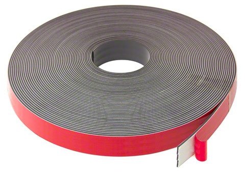 first4magnetsTM first4magnets f4mf25af pianką 1 o grubości materiału klej, 1 m długości, metalowy, srebrny, polaryzacji taśma magnetyczna taśma o szerokości 25 MM X 2,5 MM F4MF25AF-1