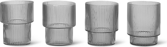 Ferm Living Szklanki Ripple niskie przydymione 4 szt. 100127112