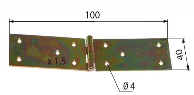 Zawiasa budowlana 100x40x1,8 mm ocynk żółty