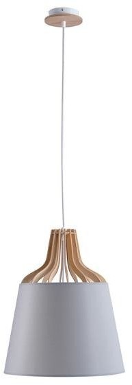 Keter lighting Lampa wisząca nowoczesna z abażurem IVONE 721 drewno/szary śr. 38cm KL721