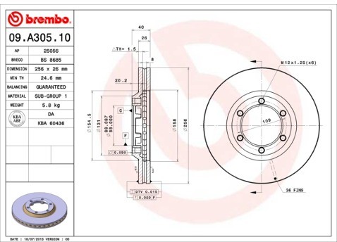 BREMBO Tarcza hamulcowa 09.A305.10