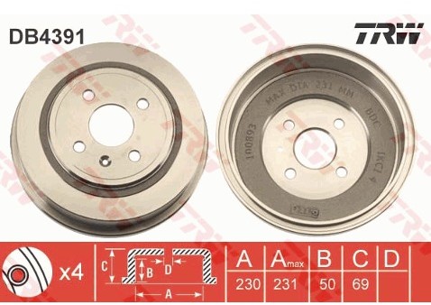 TRW Bęben hamulcowy DB4391