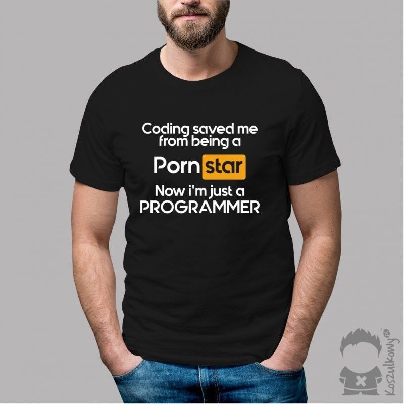 Koszulkowy Coding saved me from being a pornstar, now i''m just a programmer - męska koszulka z nadrukiem