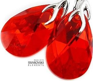 Swarovski Nowe Piękne Ozdobne Kolczyki Srebro Red