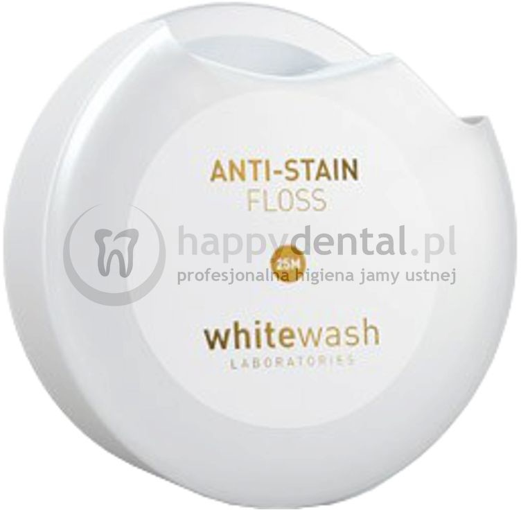 Whitewash WHITEWASH Anti-Stain Floss 25m - wybielająca nić dentystyczna woskowana z kompleksem wspomagającym usuwanie przebarwień z powierzchni szkliwa