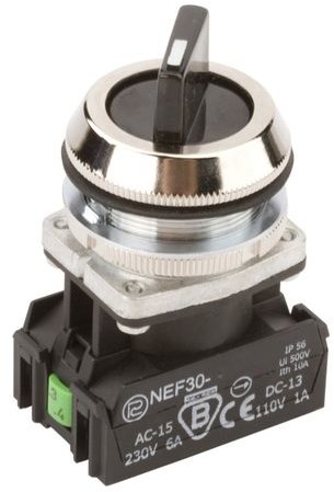 Promet Spółdzielnia Niewidomych Przełącznik 2 położeniowy pokrętło 30mm czarny 1Z 1R bez samopowrotu W0-NEF30-TPA XY S