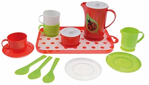 Gowi 454 23 Lady Bug Tea Break serwis do herbaty z tabletka usługi dla dzieci, 15-częściowy