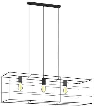 Luminex Lampa wisząca zwis żyrandol Frame 3x60W E27 czarny 7074