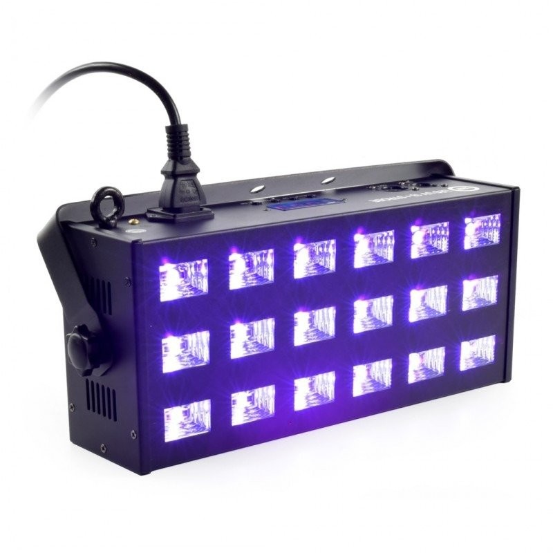 LIGHT4me LED UV 18 X 3W Reflector + Strobe Dmx