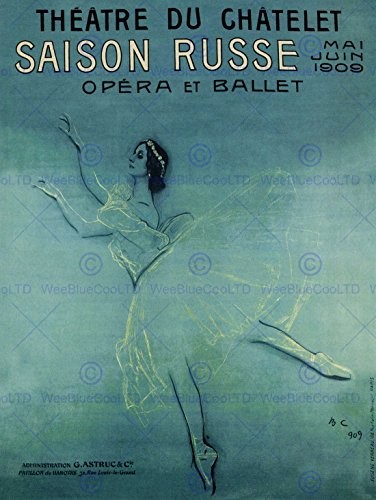 Bumblebeaver pavlova Ballet Russian Paris France Vintage advert Print 12 x 16 inch 2139py