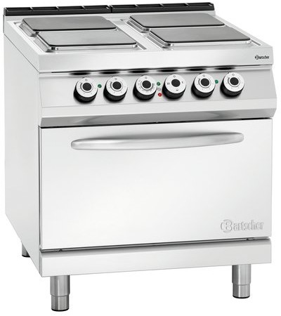 Bartscher Kuchnia elektryczna z piekarnikiem el. 2/1 GN | 4-płytowa | 21600W | 400V | 800x900x(H)900mm 296325