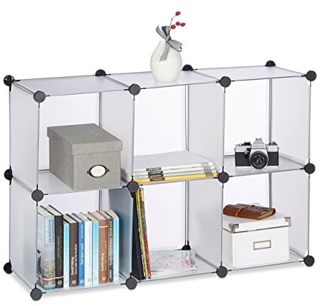 Relaxdays system regałów z 6 półkami, regał stojący regał otwarte, wtykowe z tworzywa sztucznego, wys. x szer. x gł.: 65 x 96 x 32 cm, różne. Kolory 10021958_50