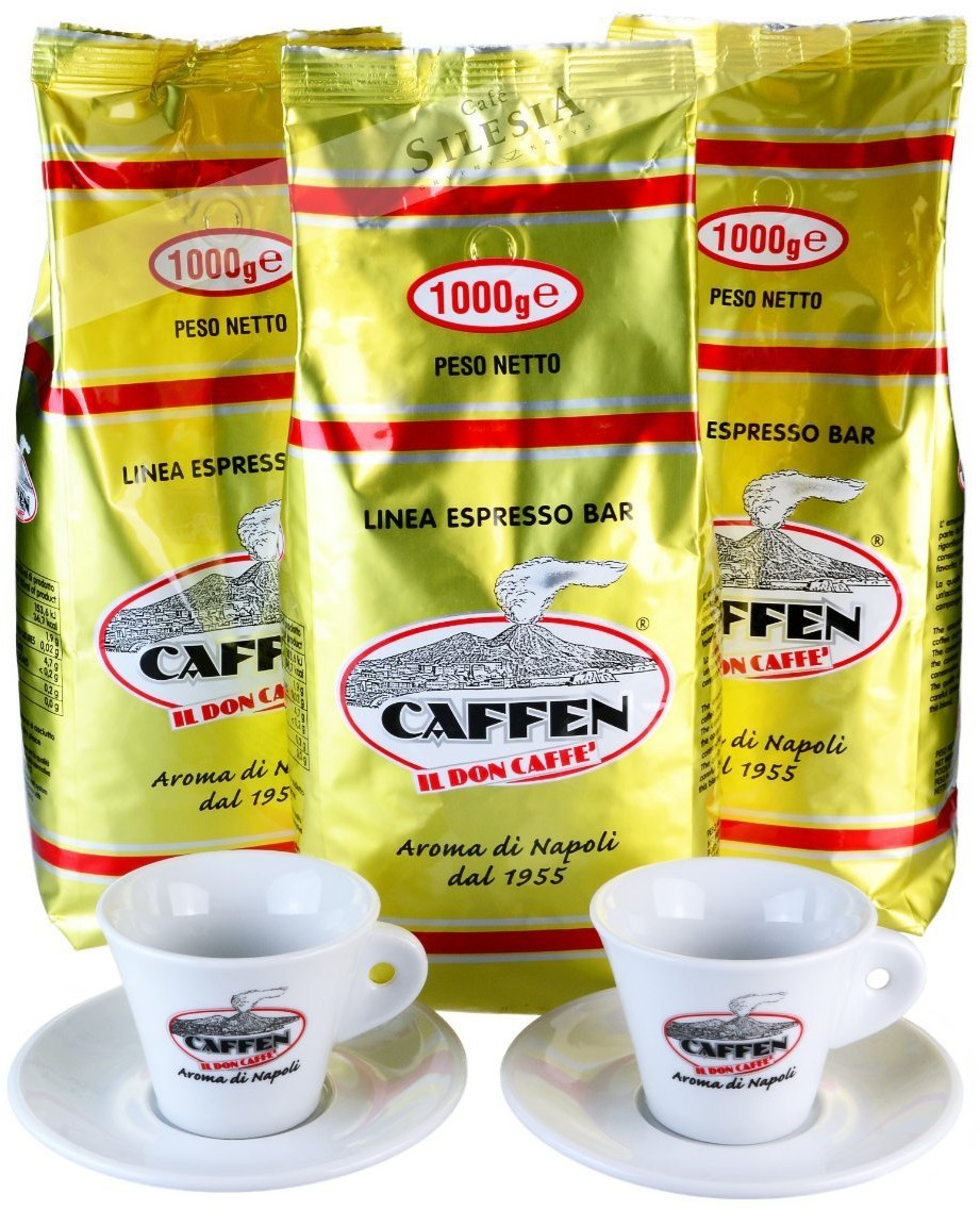 CAFFEN Zestaw promocyjny 3kg kawy Caffen BAR + 2 filiżanki Caffen CAPPUCCINO 1715-uniw