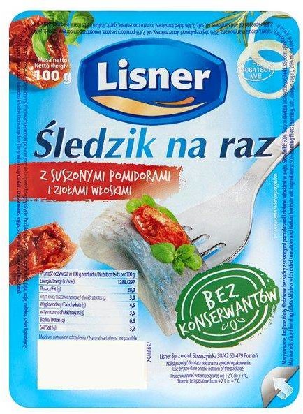 Lisner Śledzik na raz z suszonymi pomidorami i ziołami włoskimi 100 g SPAR-5900344992175