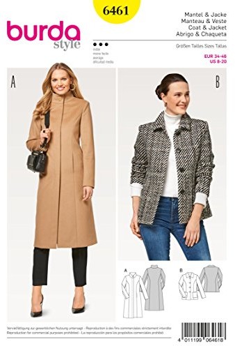 Burda burda 6461 wykrój płaszcz kurtka i (damski, rozm. 34$100 46) Level 3 średnia B6461