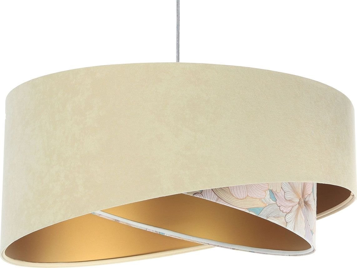 Jasnobeżowa lampa wisząca welurowa H5-F04