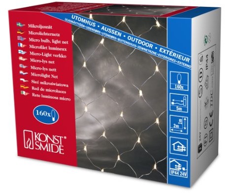 Konstsmide 3706  003 Microlight siatka świetlna/na zewnątrz (IP44)/zewnętrzny transformator 24 V/160 i jasne żarówki/przezroczysty przewód 3706-003EE