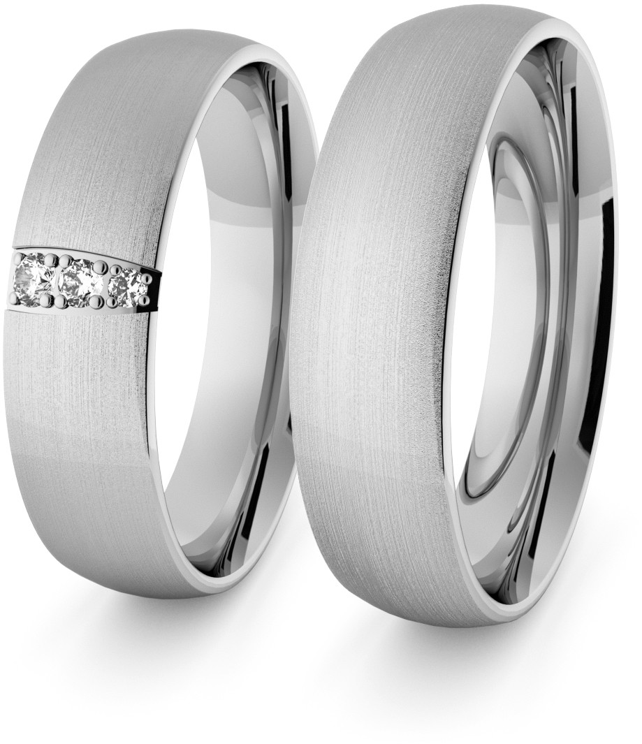 Eminence Obrączki ślubne klasyczne z białego złota niklowego 5 mm z brylantami - 96 Au-classic-5-96