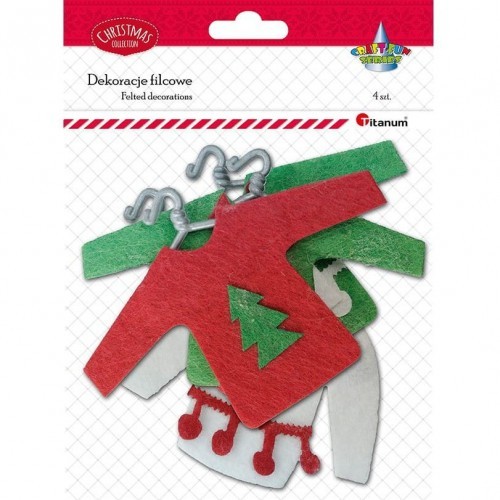 Titanum Dekoracja filcowe świąteczne swetereki na wieszakach (6szt.) 412713