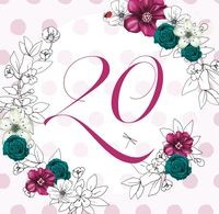 Karnet Swarovski kwadrat Urodziny 20 kwiaty Clear Creations