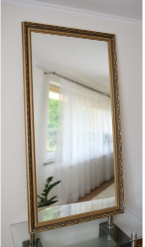 Łukasz Ochwat Alfaram Lustro w ornamentowej złotej ramie 8001002, Lustro w ramie: 50x150