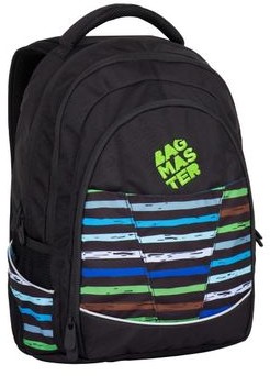 Bagmaster Plecak Młodzieżowy trzykomorowy Bagmaster Digital 7 E czarny + niebieski + zielony