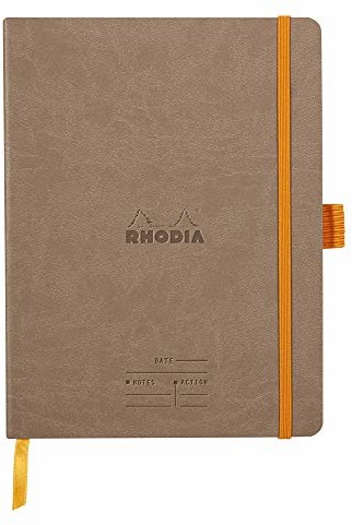 Rhodia 117784C notatnik na spotkania (DIN A5+, 160 x 210 mm, 80 arkuszy, 90 g, elegancki i praktyczny), 1 sztuka szarego szarego 117784C