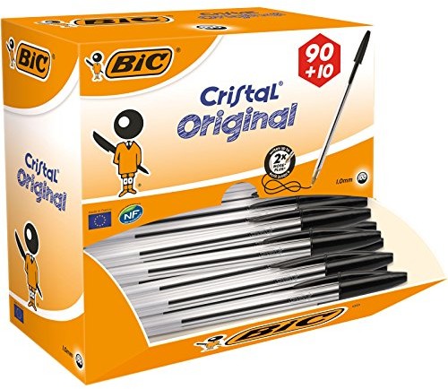 BIC Cristal oryginalne długopisy, średni punkt (1,0 mm), zielony, pudełko 50 sztuk - bez rozmazywania, długopisy do pisania na co dzień z przezroczystą beczką 896290