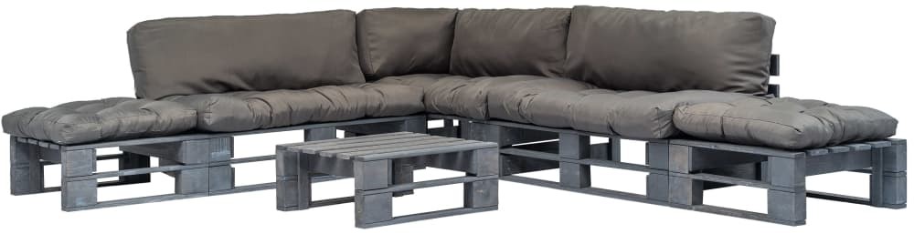 vidaXL Ogrodowe meble z palet, 6 cz., drewno FSC + szare poduszki