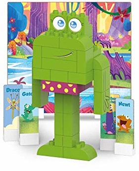 B&B BIOBUDDI BiOBUDDi 0152 zestaw Swampies Ribby, biologiczne klocki do wtykania, kompatybilne z innymi markami, wyprodukowane z ekologicznego tworzywa sztucznego, 35 klocków, tło do gry i figurki z kartonu 0152