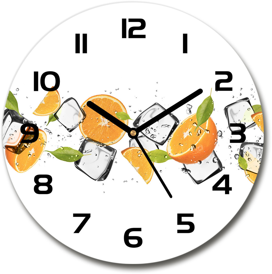 Zegar szklany okrągły Pomarańcze z lodem