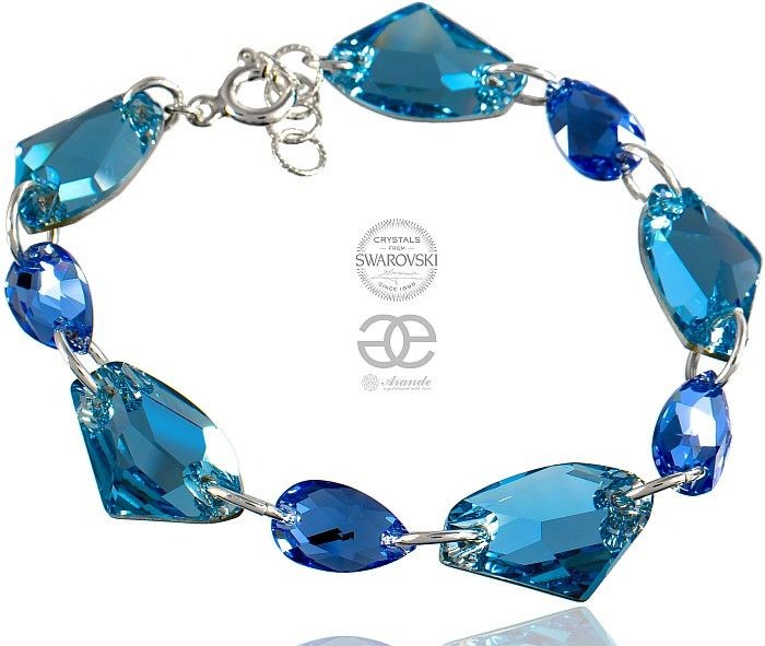 Swarovski Arande Elegancka Bransoletka AQUA GALACTIC SREBRO 700201