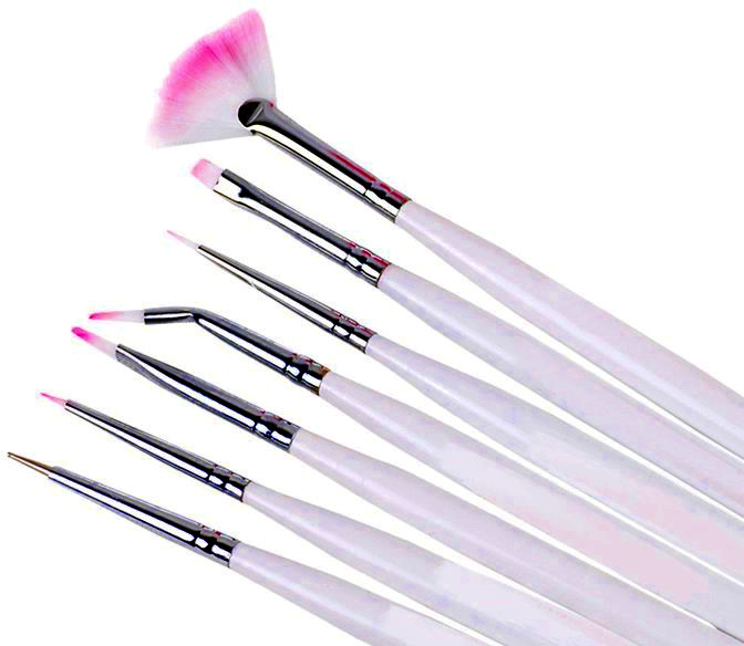 Pędzelki Zestaw Do Manicure Pędzle 7 Sztuk Białe