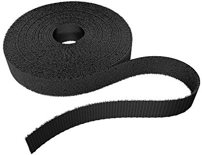 KabelDirekt taśma materiałowa do wiązek kabli, szerokość: 12,5 mm, długość: 5 m, możliwość ucinania dowolnej długości czarny 684